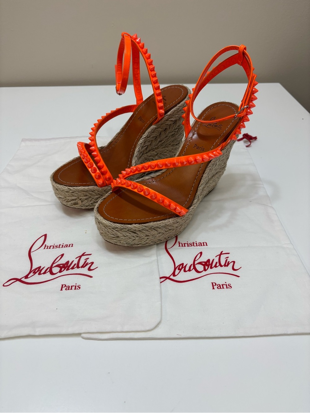 🧡 Christian Louboutin Pyraclou 110mm Espadrille Wedge Sandals